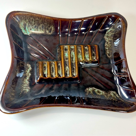 Source Unknown Other - Vintage Drip Glaze Pottery Mid Century Modern 9”x7.5” Rectangle Ashtray Retro